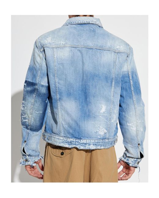 DSquared² Blue Distressed Denim Jacket for men