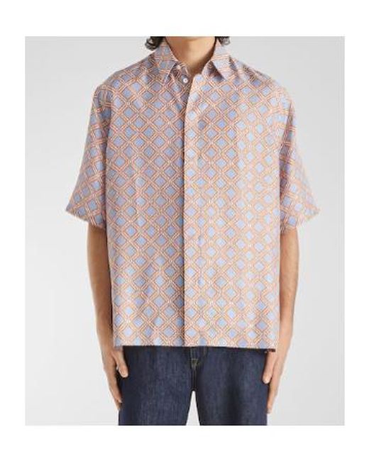 Fendi Pink Geometric-Print Short-Sleeve Shirt for men
