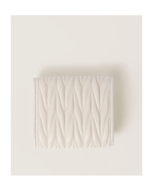 Miu Miu Natural Logo-Lettering Matelassé Leather Wallet