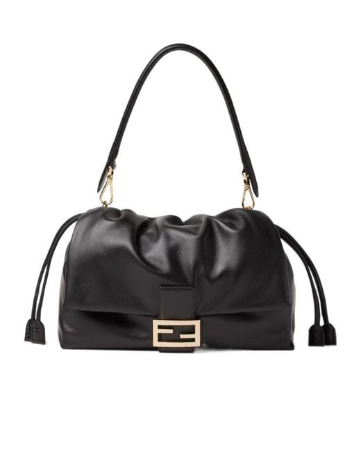Fendi Black Baguette Soft Large Shoulder Bag