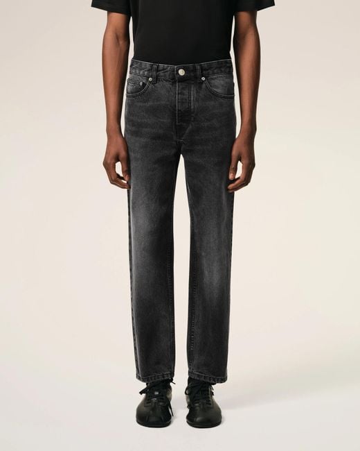 AMI Black Buttoned Cotton Jeans for men