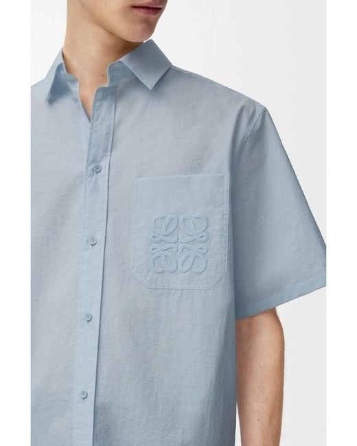 Loewe Blue Collared Long-Sleeved Shirt for men