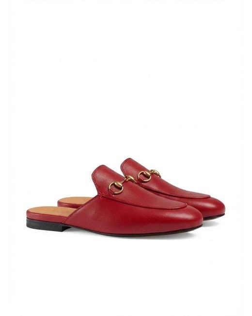 Gucci Red Princetown Muller Shoes