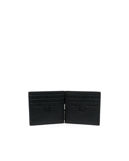 Tom Ford Black Logo Detailed Bi-Fold Wallet for men
