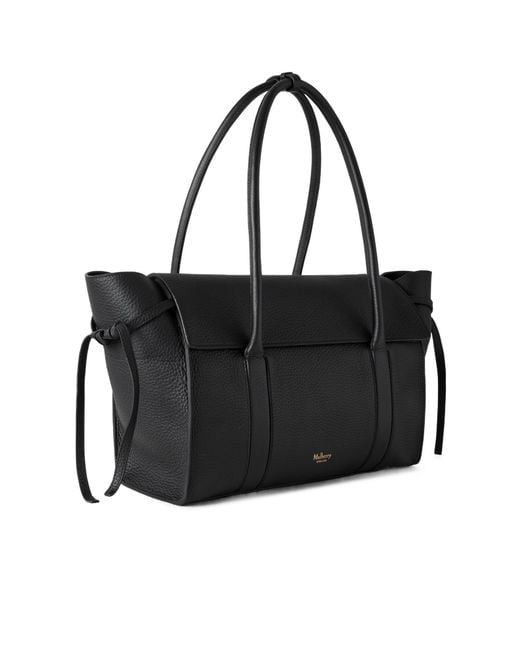 Mulberry Black Medium Soft Bayswater Logo Embossed Shoulder Bag