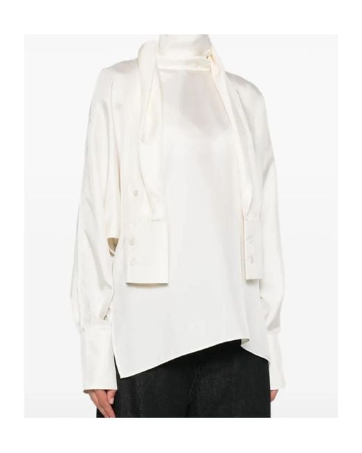 Rohe White Silk Scarf Blouse
