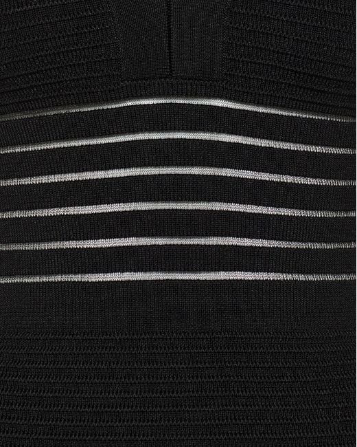 Balmain Black Sheer-Panel V-Neck Mini Dress