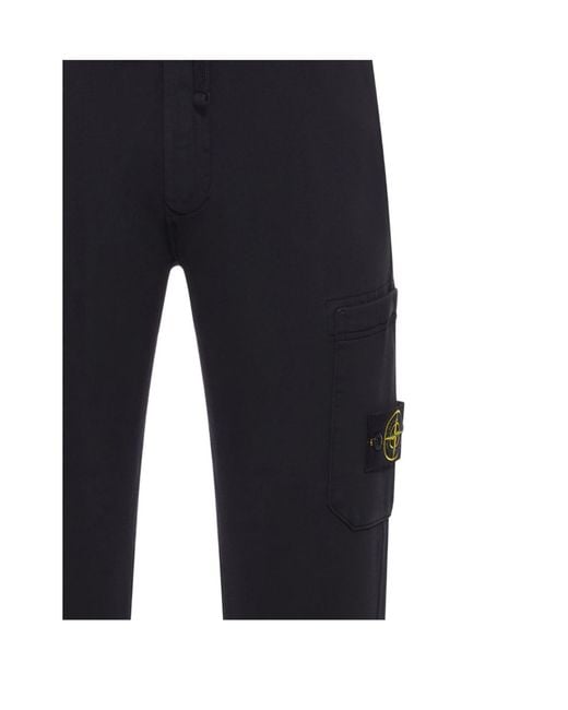 Stone Island Blue Logo Patch Drawstring Trousers for men