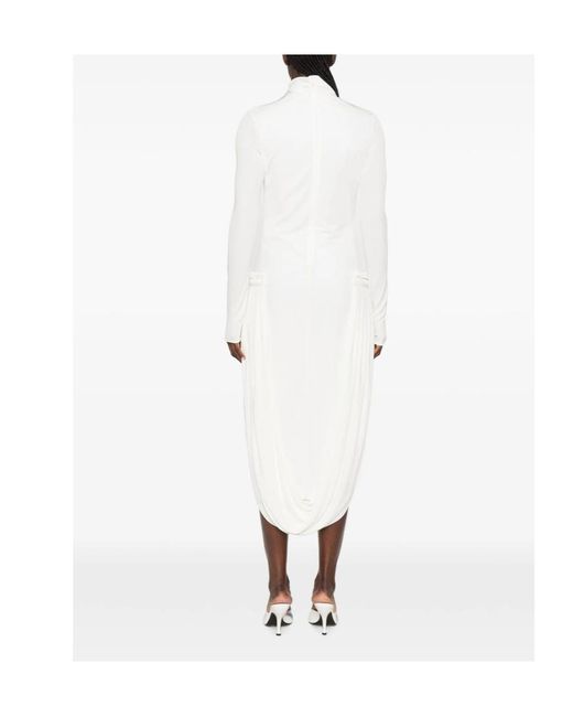 Stella McCartney White Draped-Detail Midi Dress