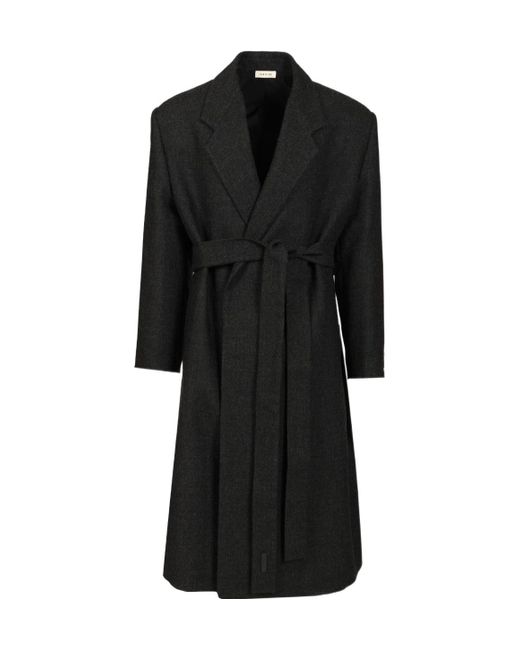Fear Of God Black Belted Waist Relaxed Coat for men