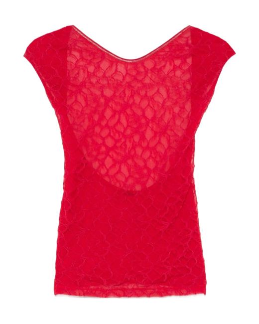Pinko Red Lace Knit Top