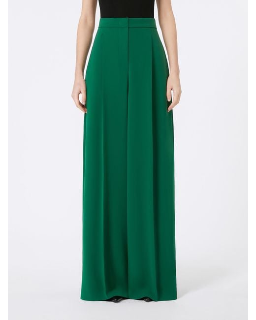 Max Mara Green Laccato Pleated Pants