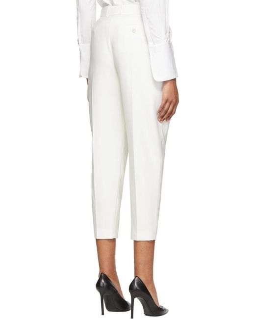 McQueen White Pleated Tailored Trousers