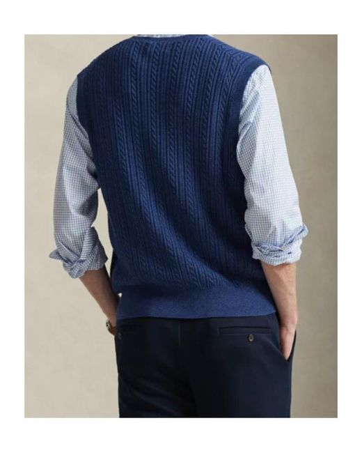 Polo Ralph Lauren Blue Cable Knit Cotton Knitted Top for men