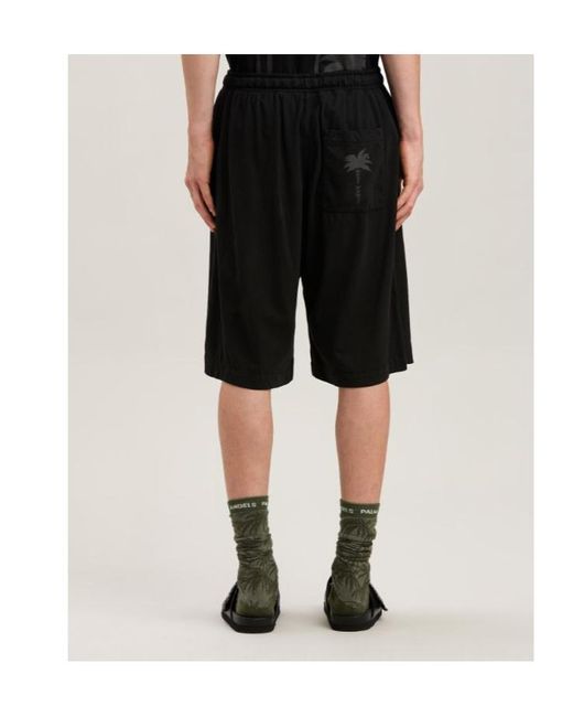 Palm Angels Black Drawstring Bermuda Shorts for men