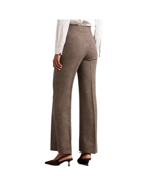 Giuliva Heritage Brown Houndstooh Wool Wide-Leg Pants