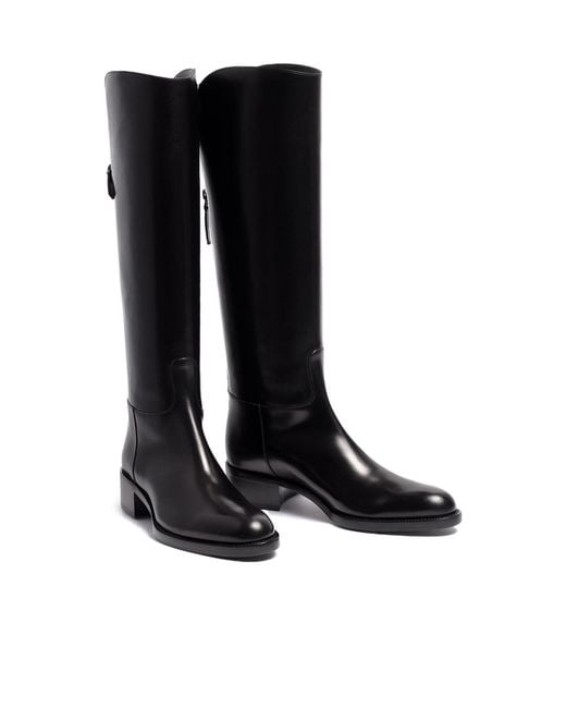 Sartore Black Round-Toe Tall Boots