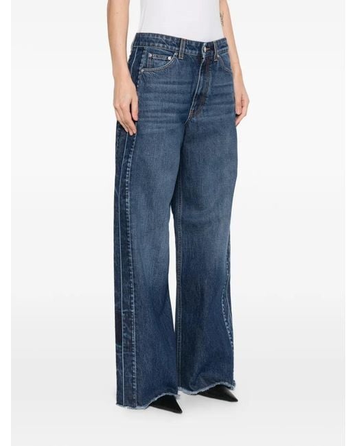 Stella McCartney Blue Frayed Wide Leg Jeans