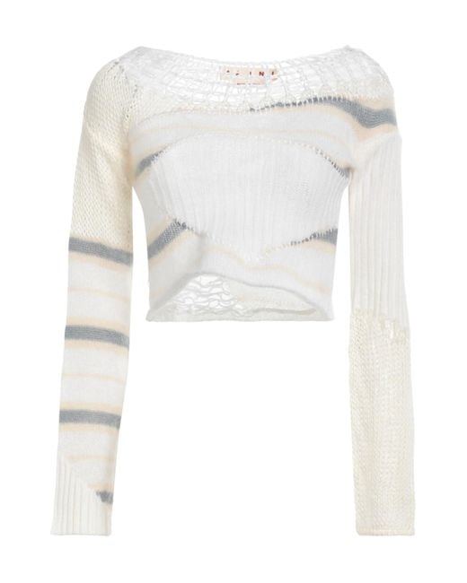 Marni White Colorful Knitted Cropped Top