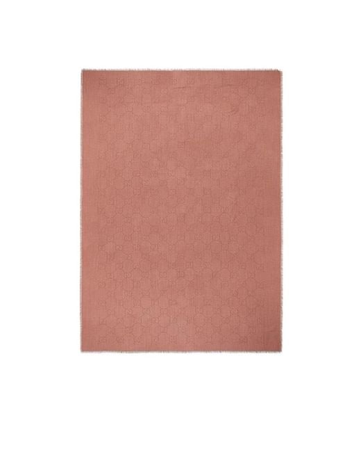 Gucci Pink Gg Monogram-Jacquard Silk Scarf