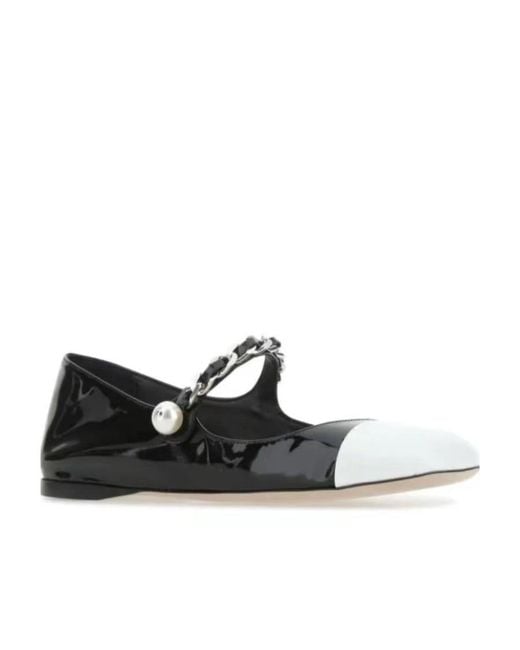 Miu Miu Black Metal Chain Ballet Shoes