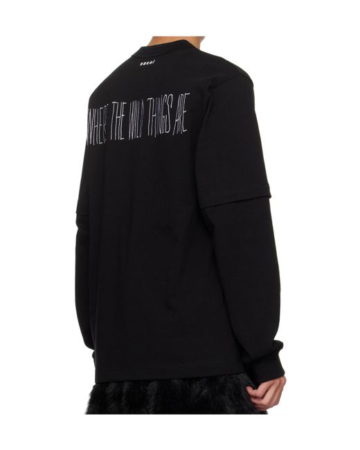 Sacai Black Crew Neck T-Shirt for men