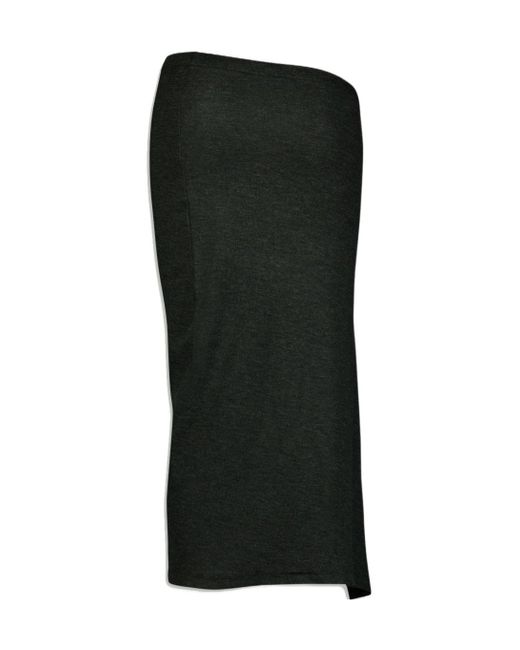 Rabanne Black Asymmetric Gathered Midi Skirt