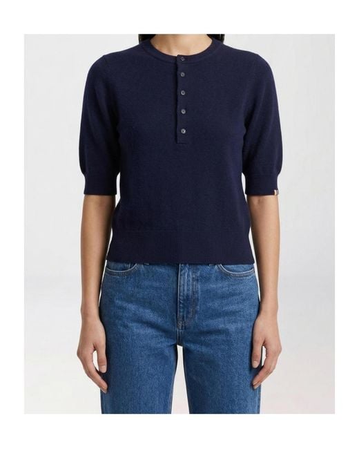 Extreme Cashmere Blue Crew Neck Cashmere Blend Sweater