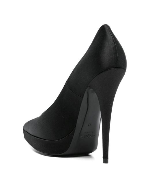 Saint Laurent Black Pointed Toe Leather Pumps