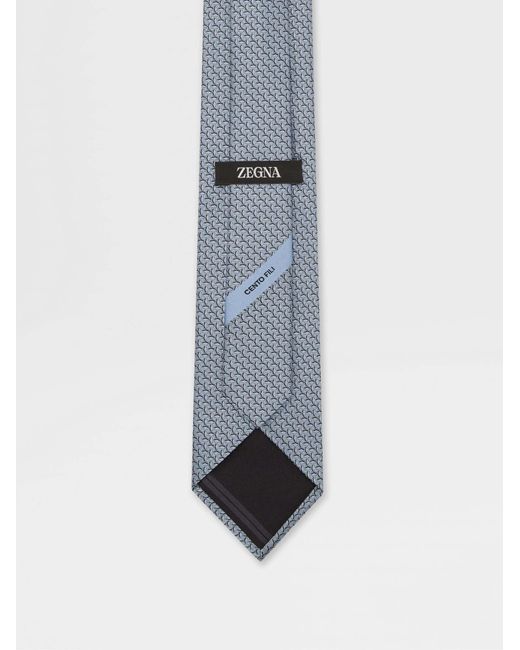 Zegna Blue Geometric-Patterned Jacquard Tie for men