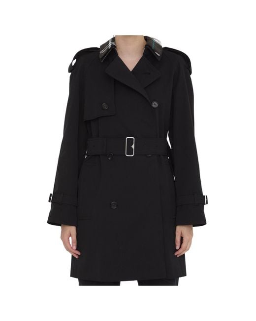 Burberry Black Double Breasted Belted Waist Coat