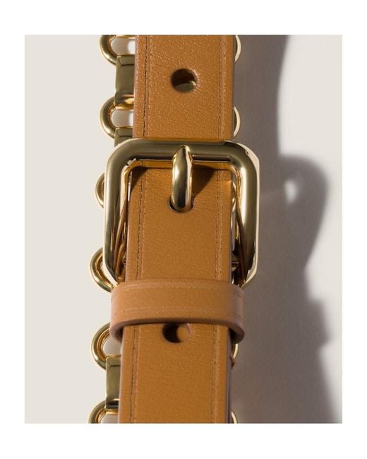 Miu Miu White Leather And Metal Belt