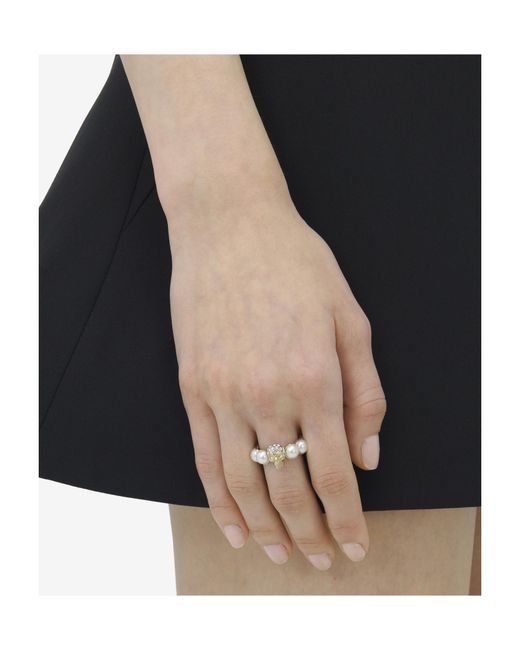 McQueen Metallic Skull Embellished Ring