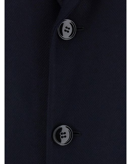 Giorgio Armani Blue Chevron Single-Breasted Coat for men
