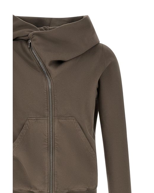 Rick Owens Brown Mountain Asymmetric Zip Hoodie for men