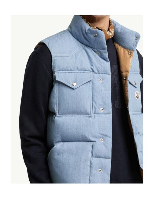 Moncler Blue Ervional Denim Down Vest for men