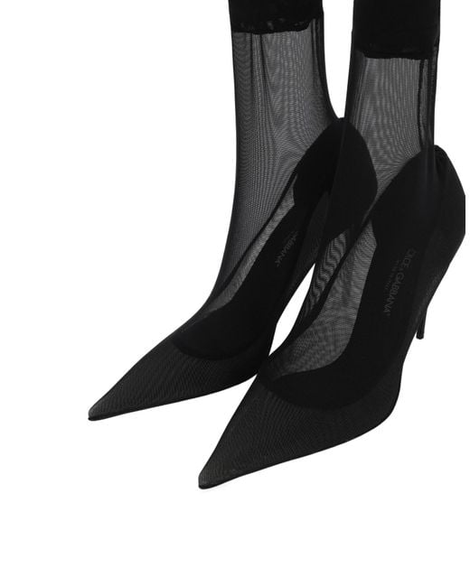 Dolce & Gabbana Black Pointed High-Heeled Boots