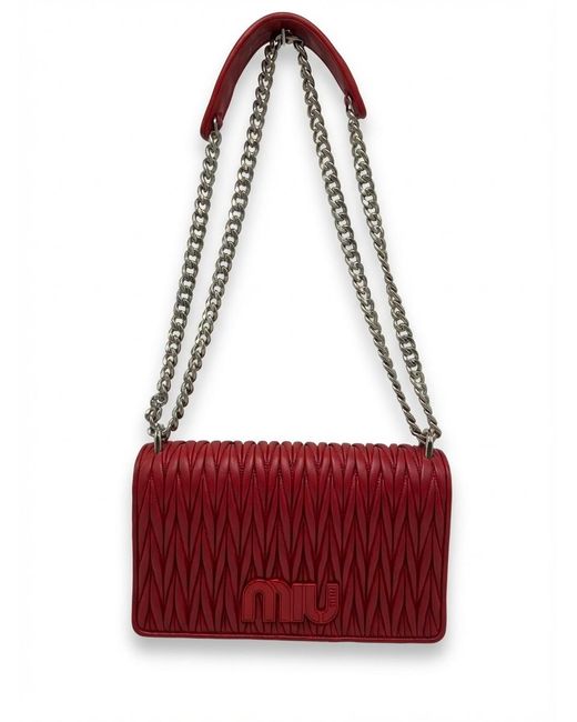 Miu Miu Red Flap Shoulder Bag
