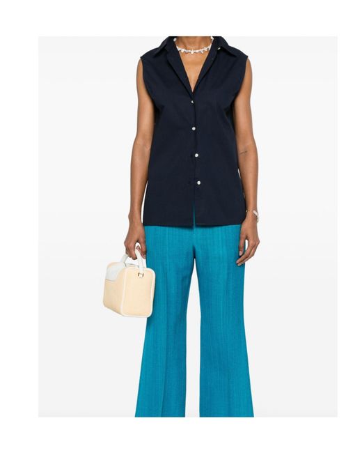 Officine Generale Blue Poplin Organic-Cotton Shirt