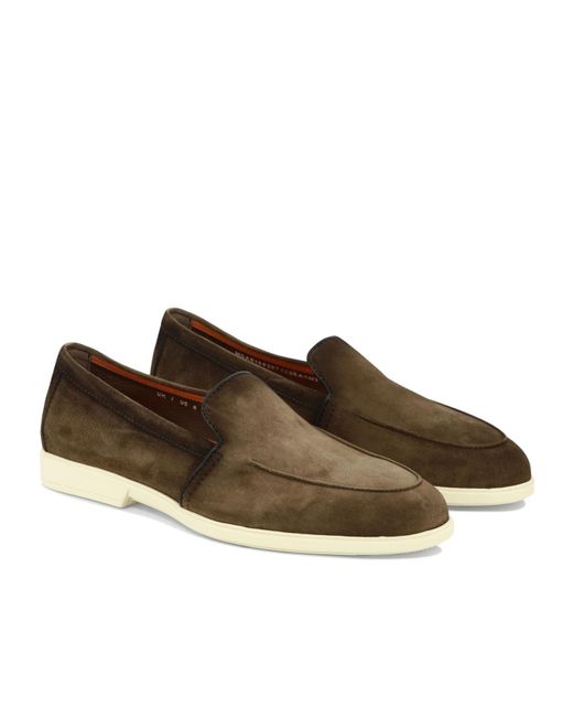 Santoni Brown Round-Headed Love Shoes for men