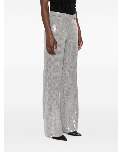 ERMANNO FIRENZE Gray Sequin-Embellished Houndstooth Trousers