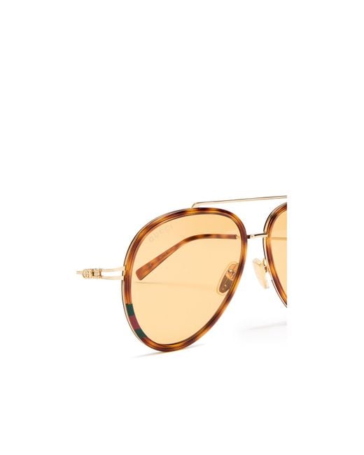 Gucci Metallic Aviator-Style Sunglasses