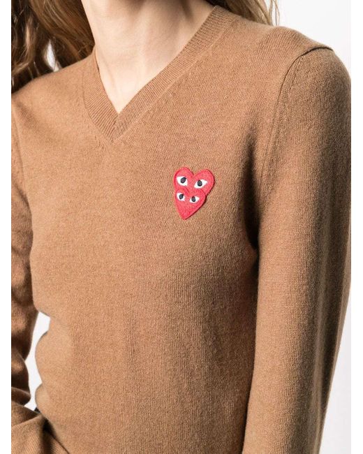COMME DES GARÇONS PLAY Brown Embroidered Logo Jumper