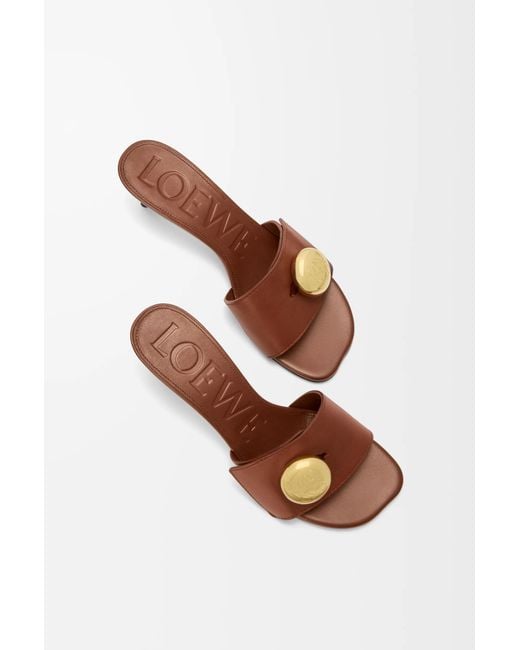 Loewe Brown Pebble Logo Debossed Sandals
