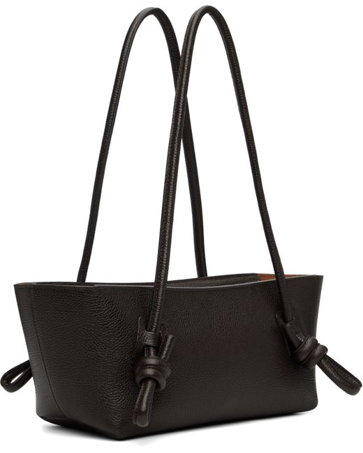 Hereu Black Fleca Knotted Leather Shoulder Bag