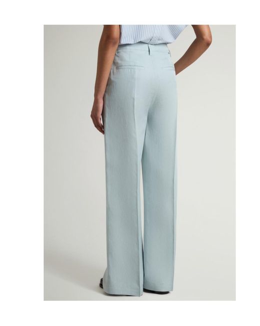 Woolrich Blue Belt-Loops Crease Straight Trousers