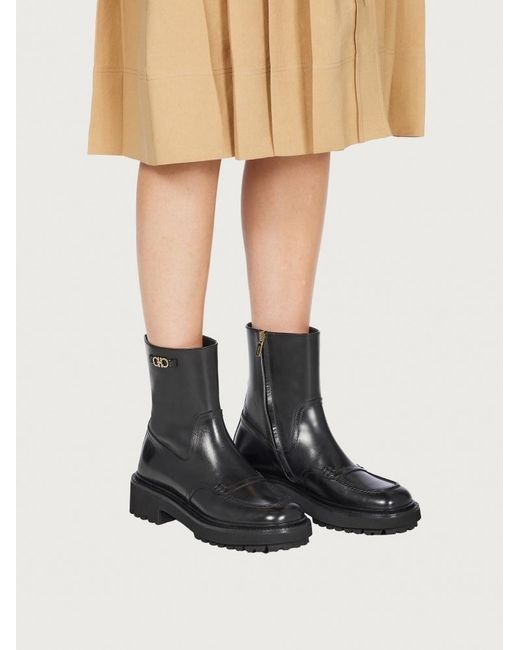 Ferragamo Black Logo Boots