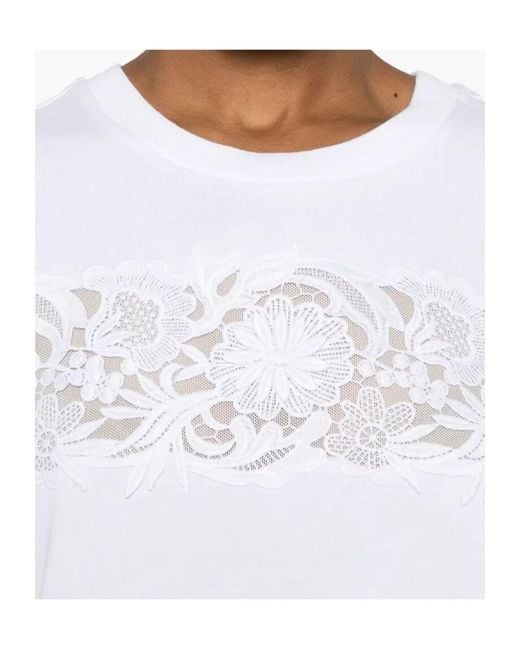 Twinset White Floral-Appliqué Crewneck T-Shirt