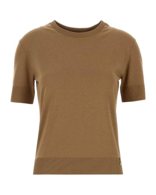 Herno Brown Short-Sleeved Crewneck Knitted Jumper