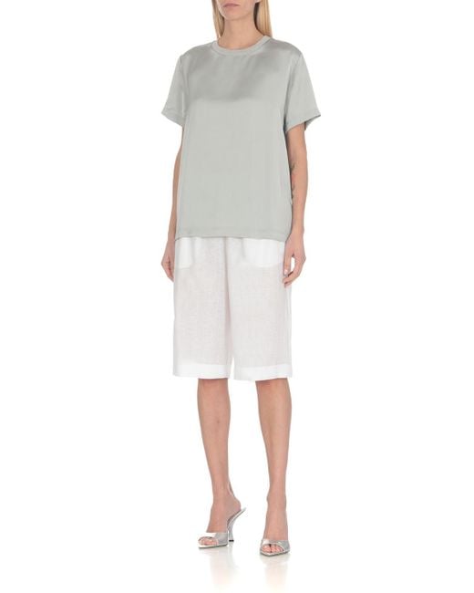Fabiana Filippi Gray Crewneck Embellished Satin T-Shirt